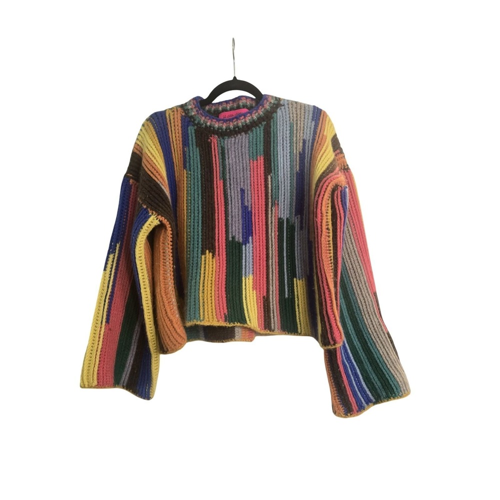 Elder Statesman Multicolor Stripe Chunky Knit‎ Cashmere Sweater Women Hacky M